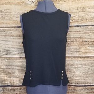 St. John Black Santana Knit Sleeveless Top Small